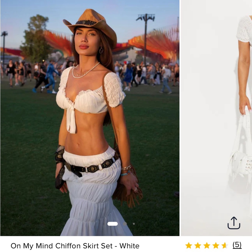 White Chiffon Skirt Set
